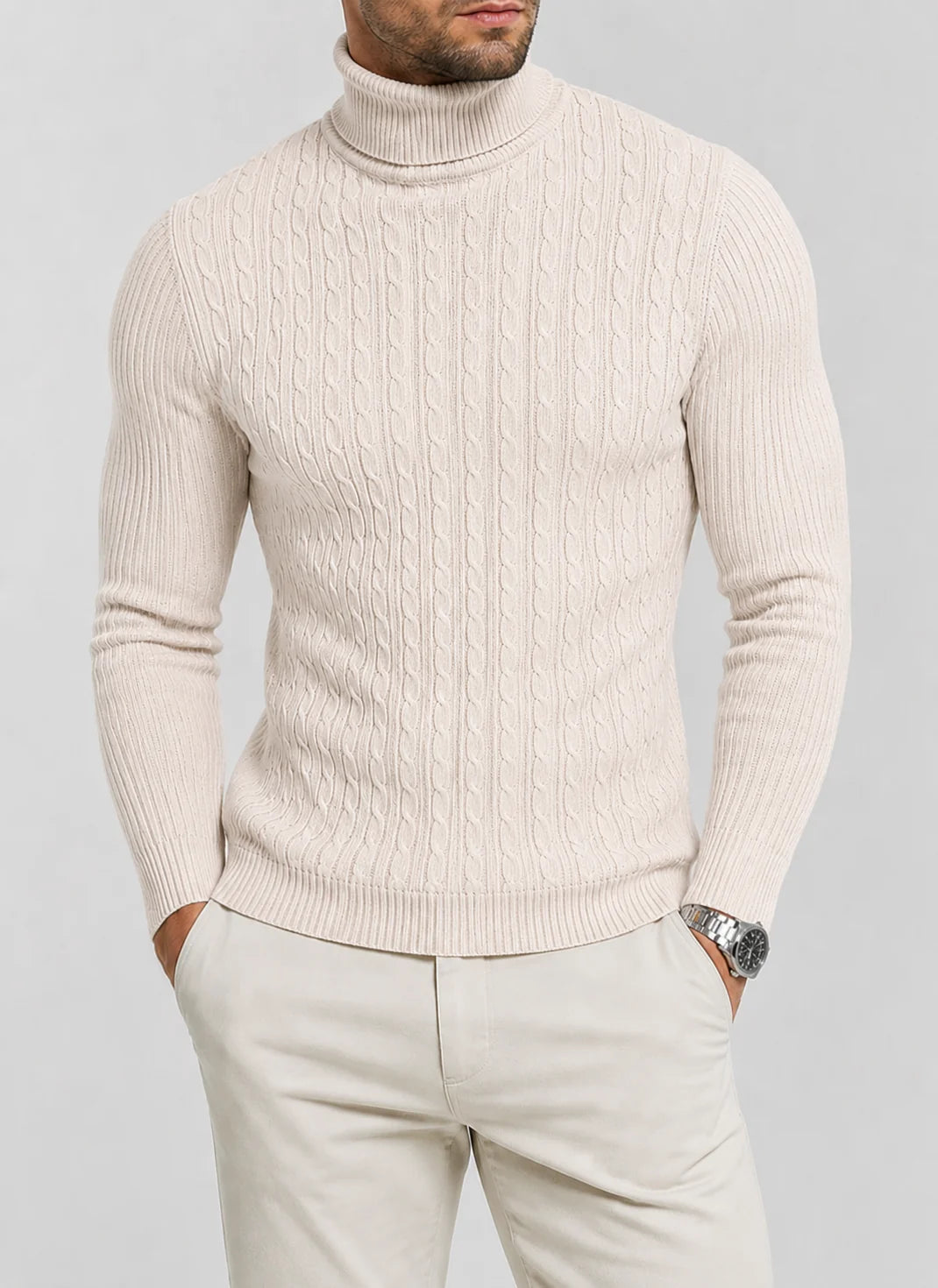 Men's Slim Fit Turtleneck Sweater Warm Knit 0