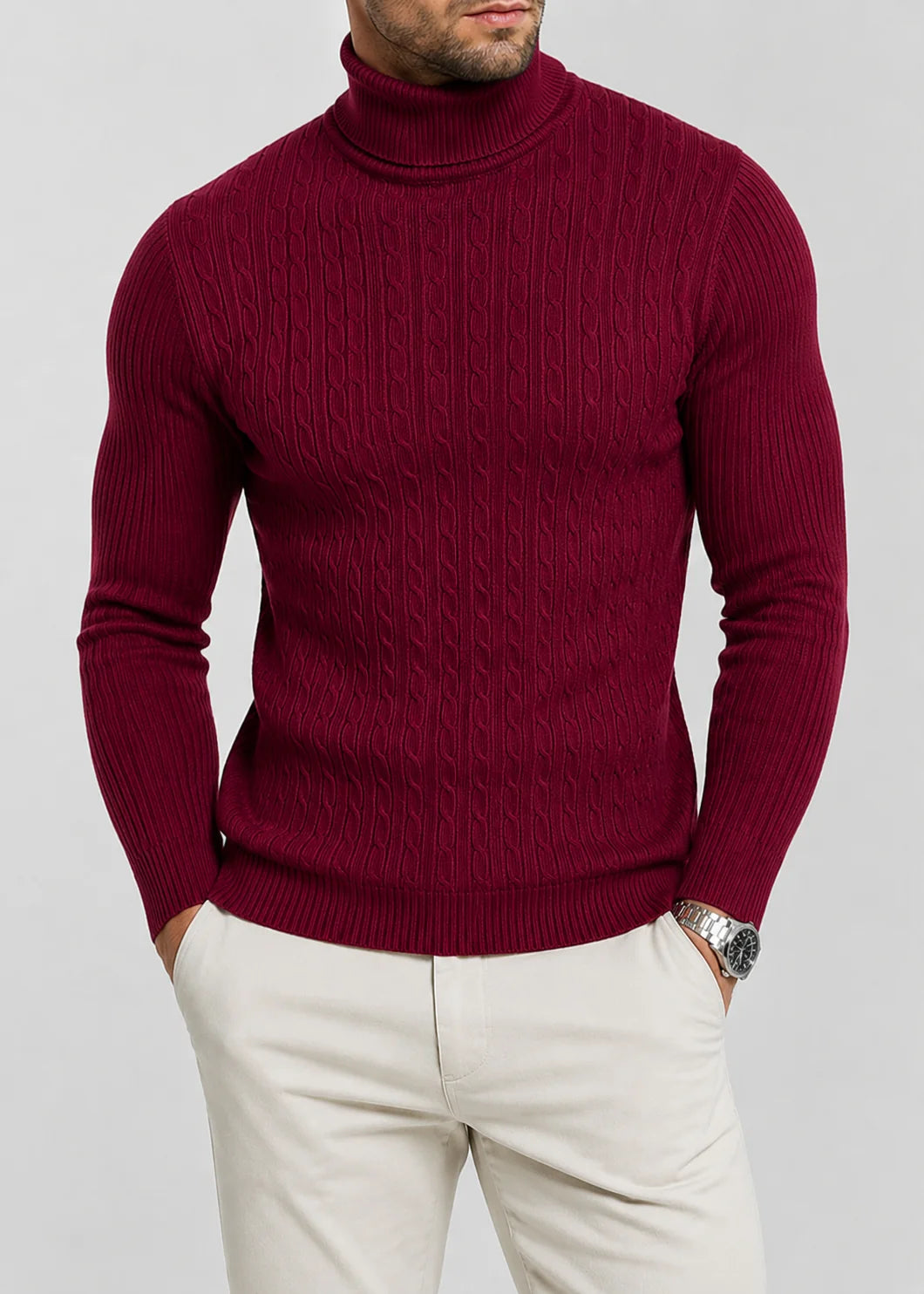 Men's Slim Fit Turtleneck Sweater Warm Knit 8