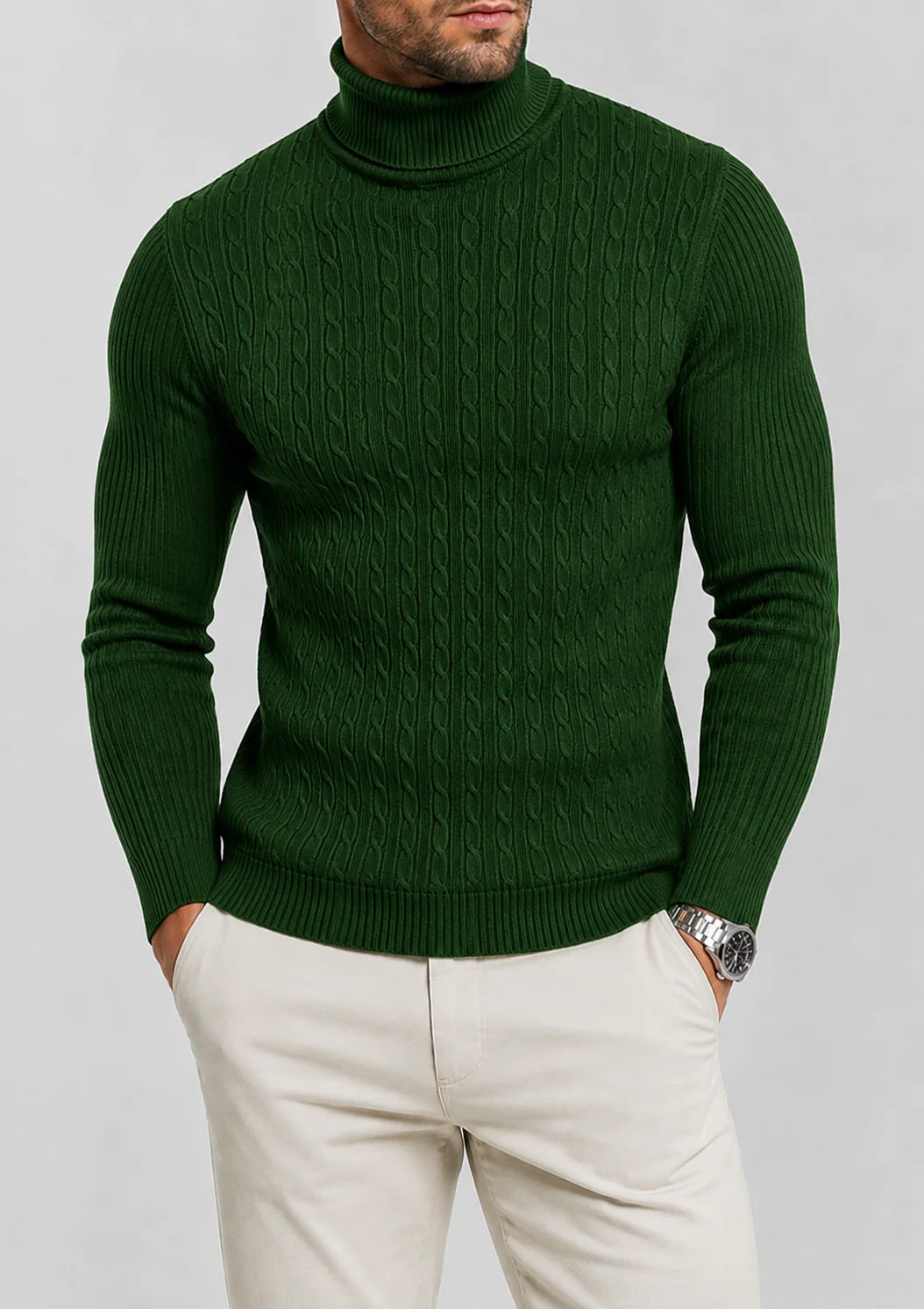 Men's Slim Fit Turtleneck Sweater Warm Knit 9