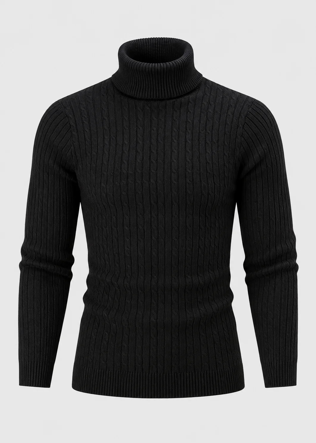 Men's Slim Fit Turtleneck Sweater | Casual Polyester Knit 0