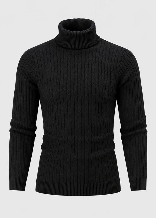 Men's Slim Fit Turtleneck Sweater | Casual Polyester Knit 0