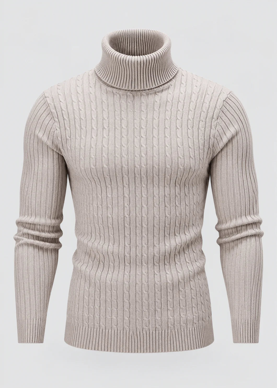 Men's Slim Fit Turtleneck Sweater | Casual Polyester Knit 14