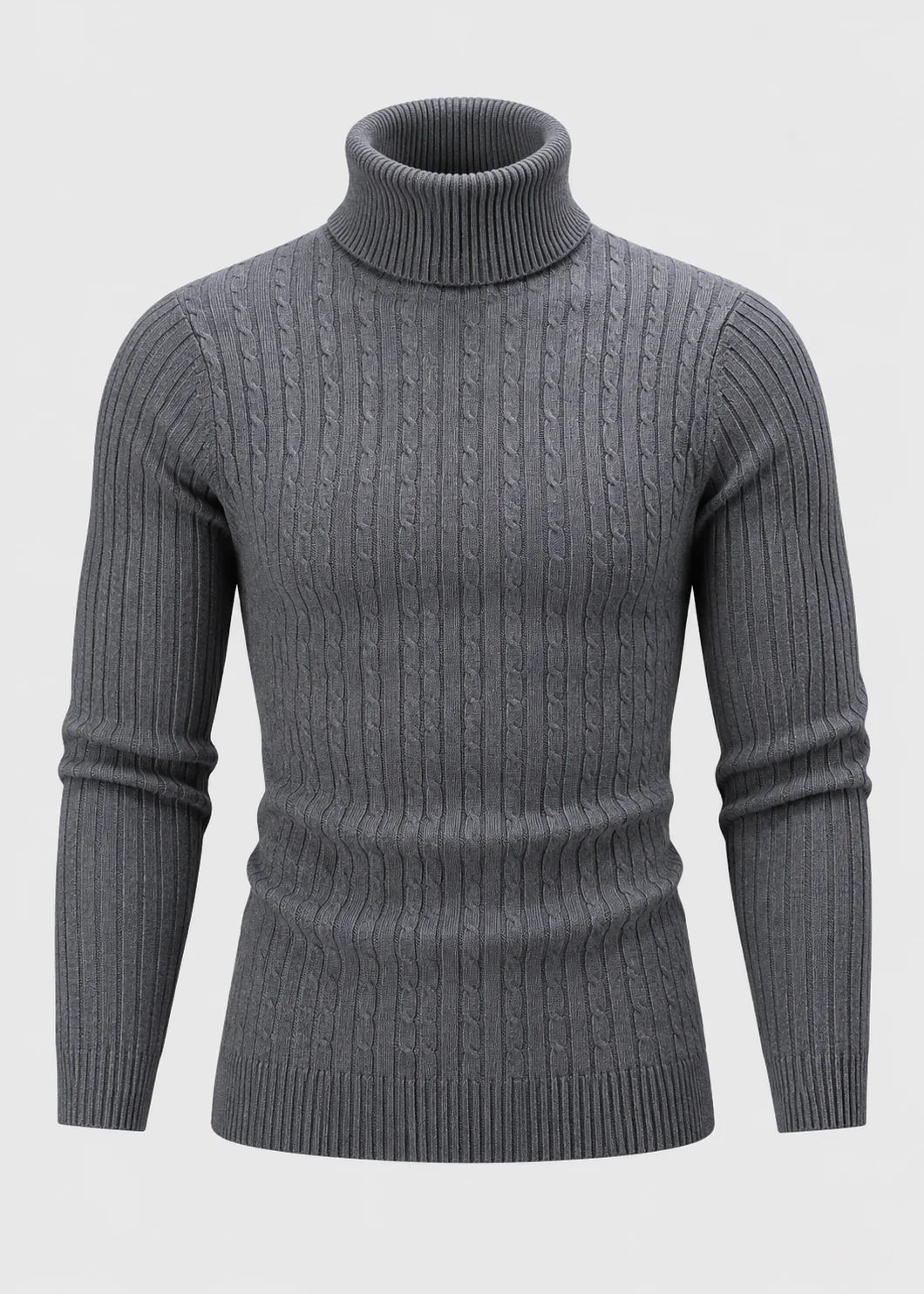 Men's Slim Fit Turtleneck Sweater | Casual Polyester Knit 16