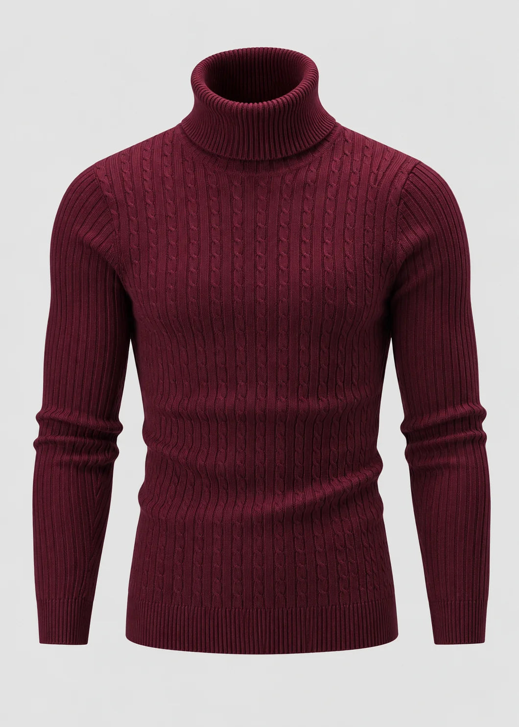 Men's Slim Fit Turtleneck Sweater | Casual Polyester Knit 7