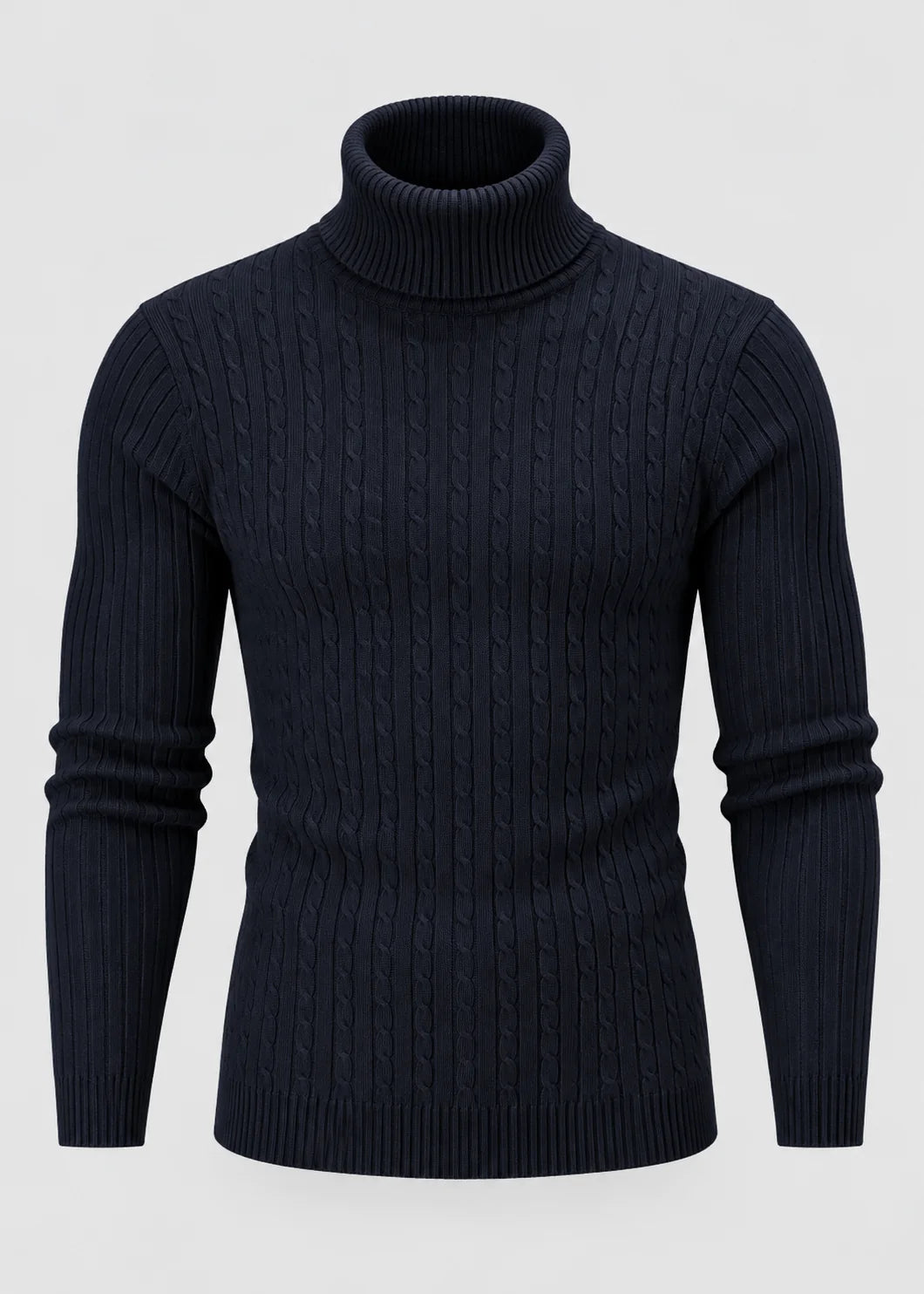 Men's Slim Fit Turtleneck Sweater | Casual Polyester Knit 8