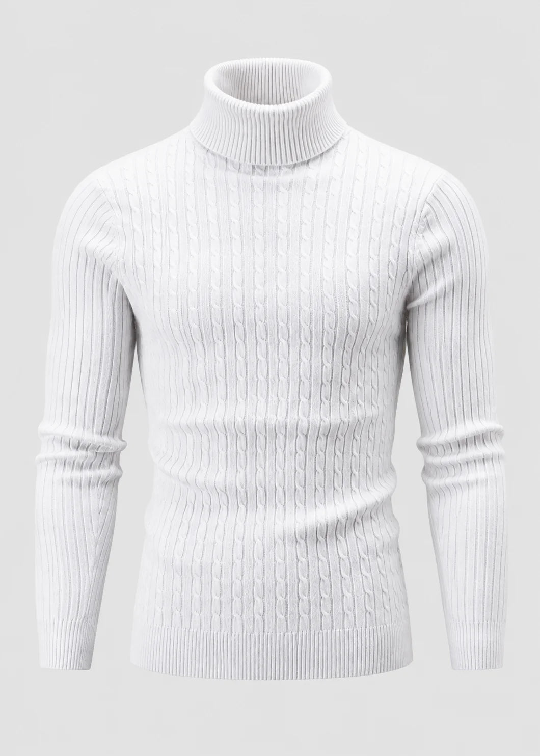 Men's Slim Fit Turtleneck Sweater | Casual Polyester Knit 9
