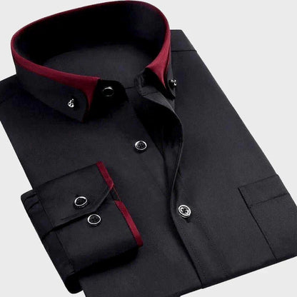 Men's Stretch Cotton Shirt with Turn-Down Collar 0