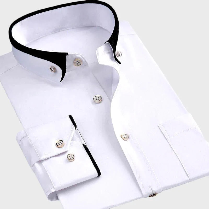 Men's Stretch Cotton Shirt with Turn-Down Collar 1