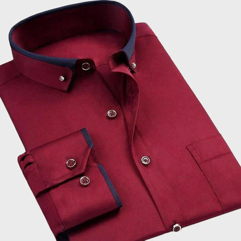 Men's Stretch Cotton Shirt with Turn-Down Collar 4