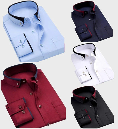 Men's Stretch Cotton Shirt with Turn-Down Collar 5