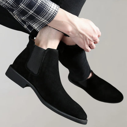Men's Suede Chelsea Boots | Ankle High Slip-On Footwear 3