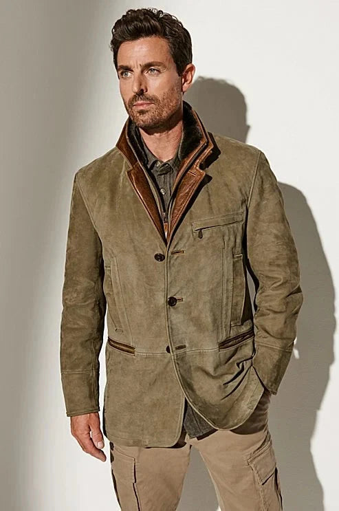 Men's Suede Jacket Lined Tailored Vintage Autumn Winter 1