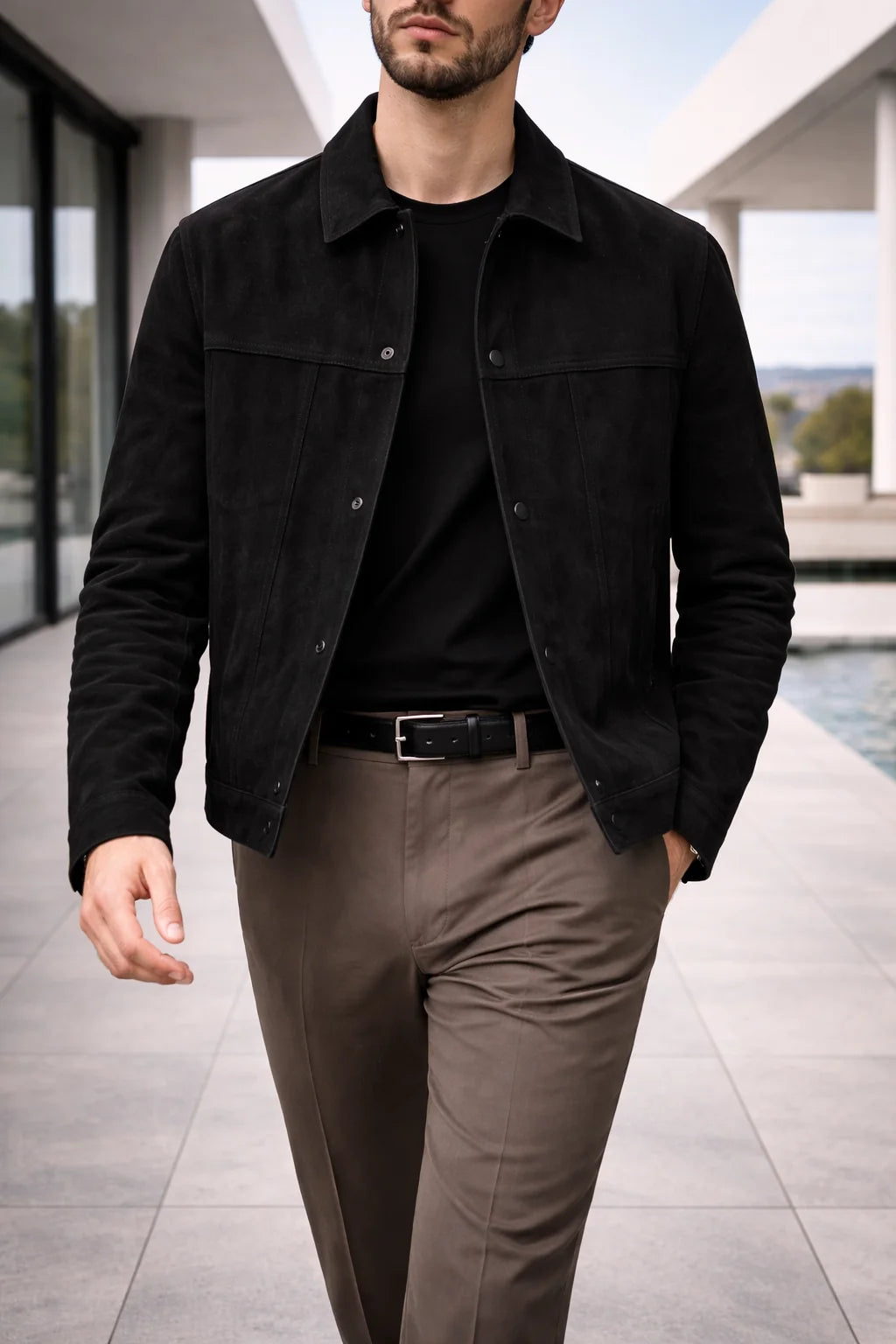 Men's Suede Trucker Jacket | Casual Men's Coats 1
