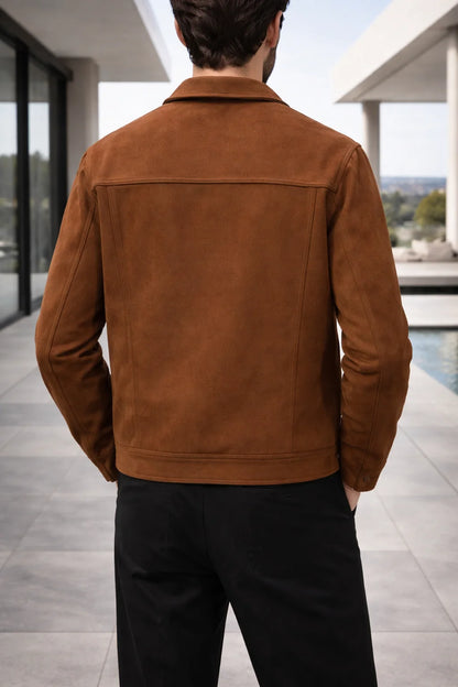 Men's Suede Trucker Jacket | Casual Men's Coats 2