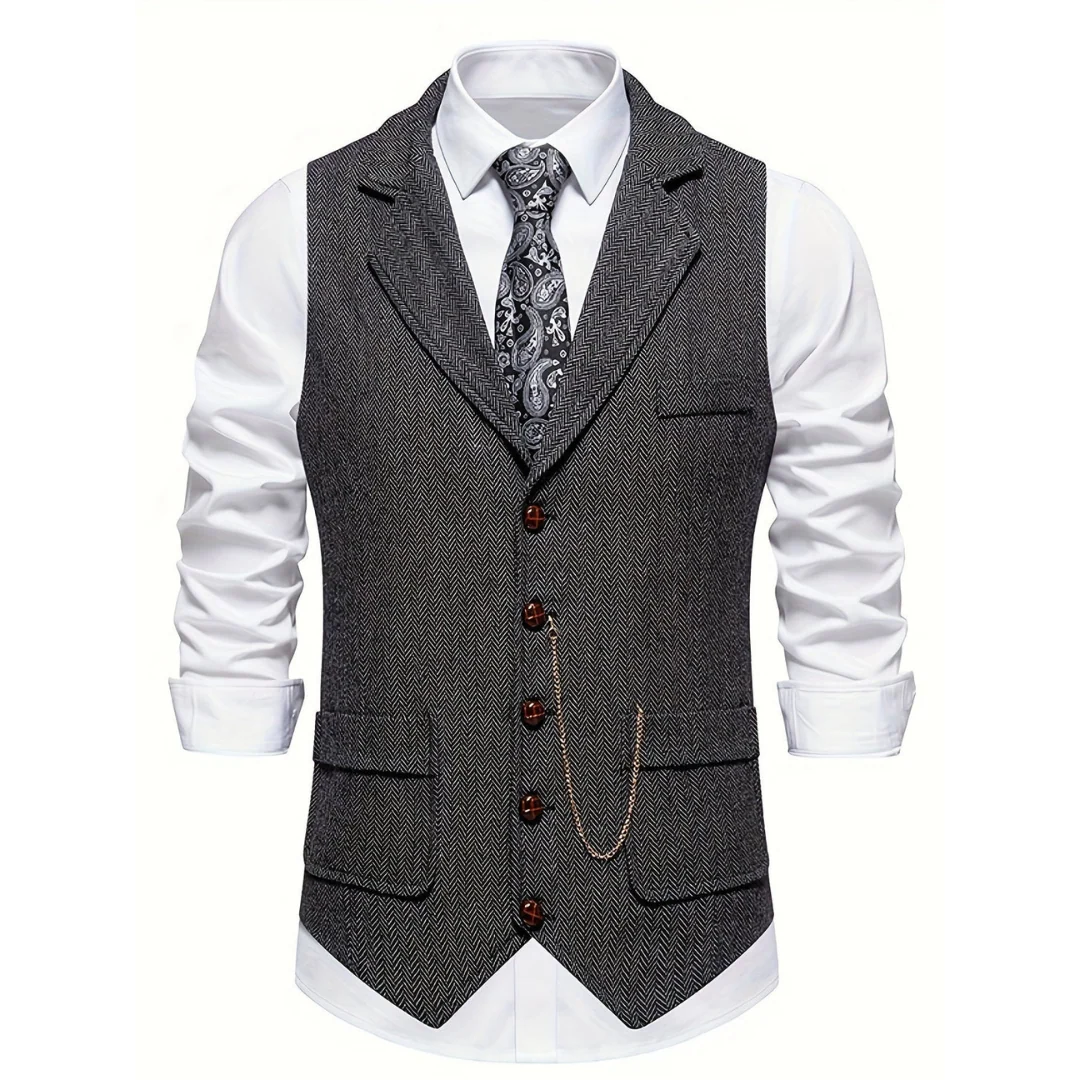 Men's Tailored Lapel Vest | Formal Button-Front Waistcoat 1