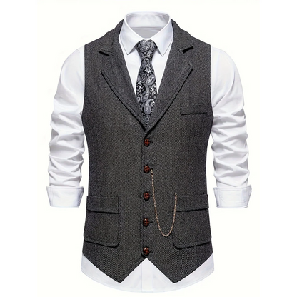 Men's Tailored Lapel Vest | Formal Button-Front Waistcoat 1