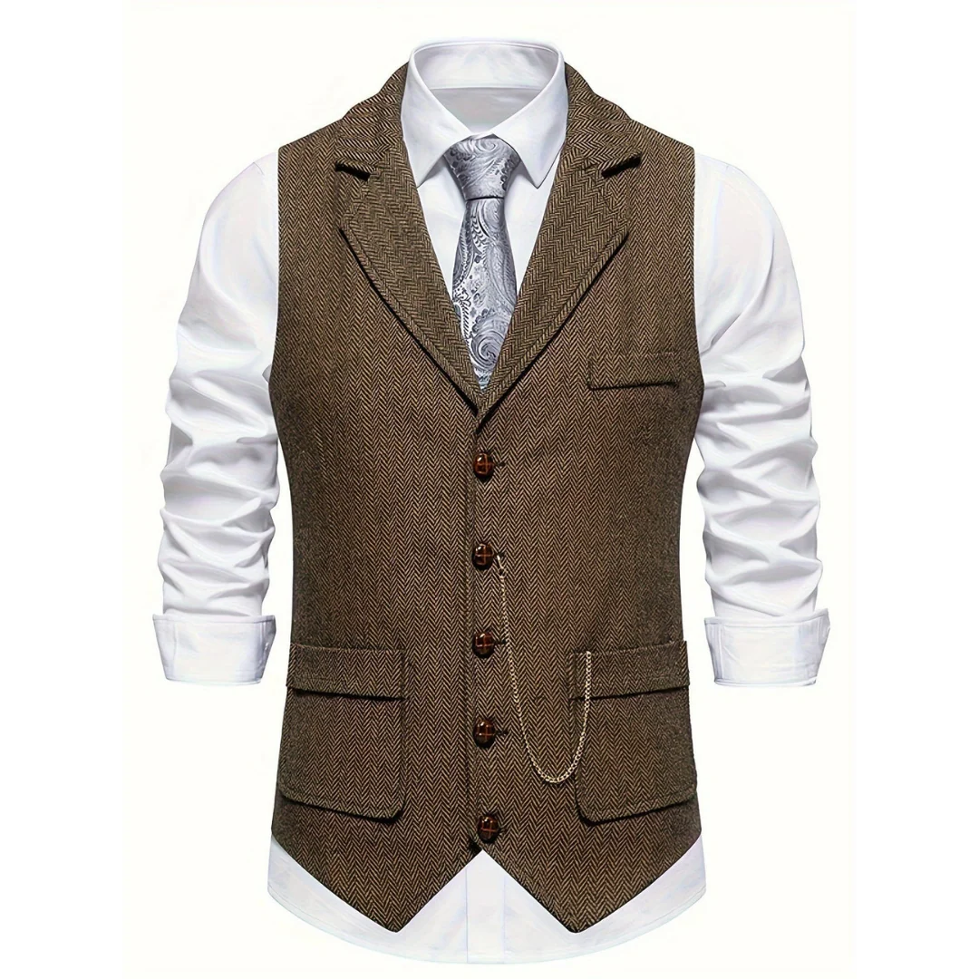 Men's Tailored Lapel Vest | Formal Button-Front Waistcoat 2