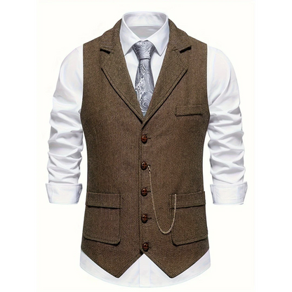 Men's Tailored Lapel Vest | Formal Button-Front Waistcoat 2