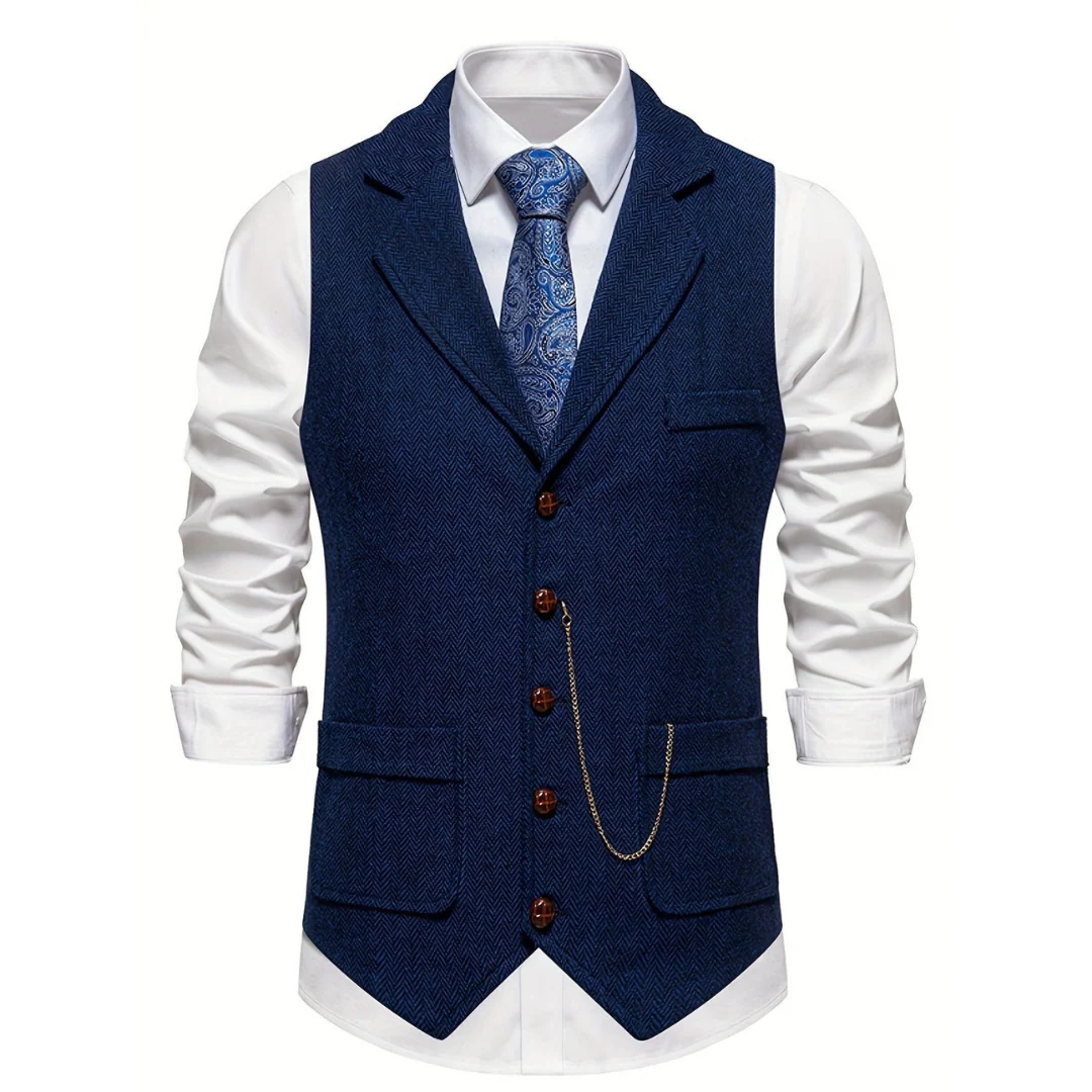 Men's Tailored Lapel Vest | Formal Button-Front Waistcoat 3