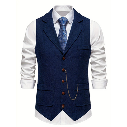 Men's Tailored Lapel Vest | Formal Button-Front Waistcoat 3