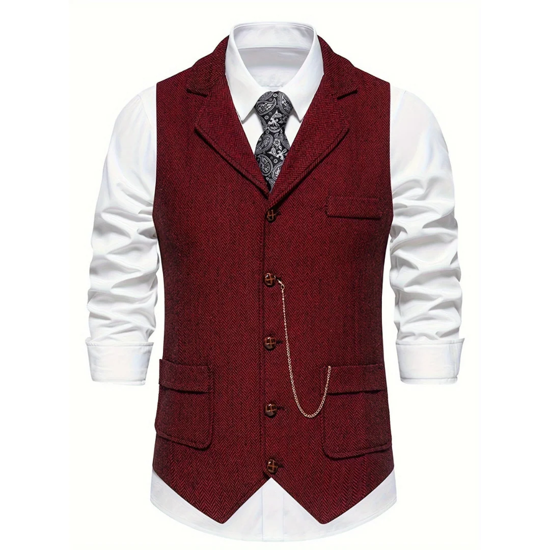 Men's Tailored Lapel Vest | Formal Button-Front Waistcoat 4