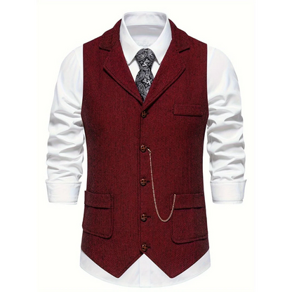 Men's Tailored Lapel Vest | Formal Button-Front Waistcoat 4
