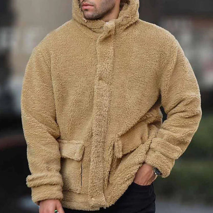 Men's Teddy Fleece Hooded Jacket Warm Casual Layer 2
