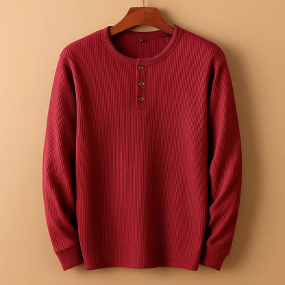 Men's Textured Henley Shirt | Casual Long Sleeve Top 1