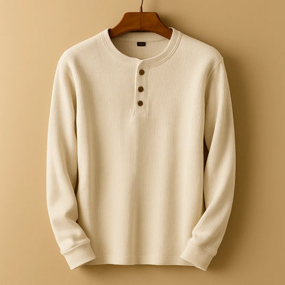 Men's Textured Henley Shirt | Casual Long Sleeve Top 2