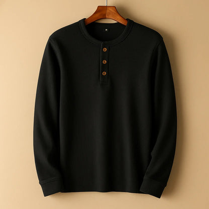 Men's Textured Henley Shirt | Casual Long Sleeve Top 4