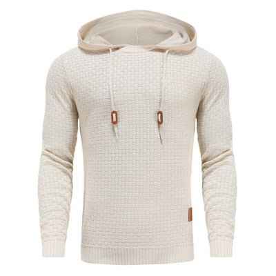 Men's Textured Knit Hoodie | Pullover with Drawstring Hood 1