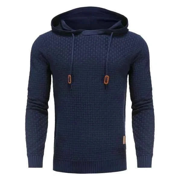 Men's Textured Knit Hoodie | Pullover with Drawstring Hood 2