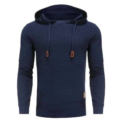 Men's Textured Knit Hoodie | Pullover with Drawstring Hood 2