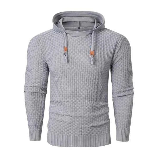 Men's Textured Knit Hoodie | Pullover with Drawstring Hood 3