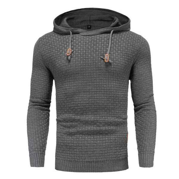 Men's Textured Knit Hoodie | Pullover with Drawstring Hood 4