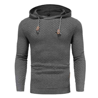 Men's Textured Knit Hoodie | Pullover with Drawstring Hood 4
