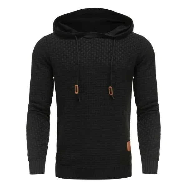 Men's Textured Knit Hoodie | Pullover with Drawstring Hood 5