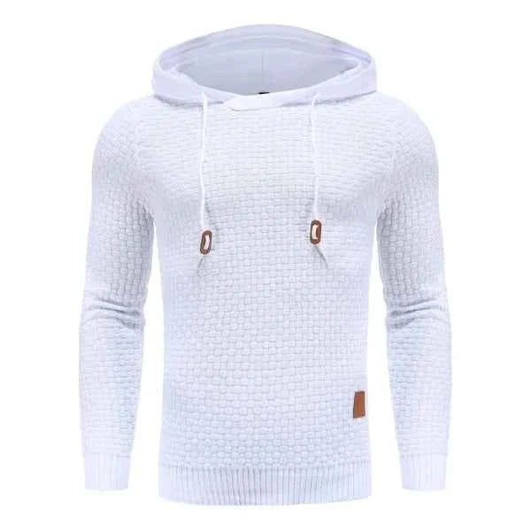 Men's Textured Knit Hoodie | Pullover with Drawstring Hood 6