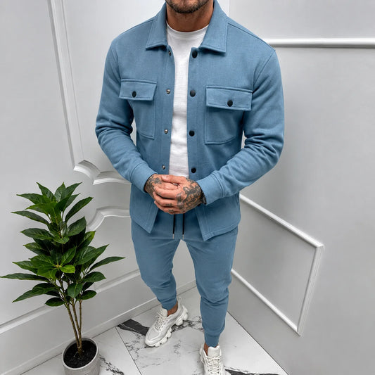 Men's Tracksuit Set | Polyester Casual Sporty Two-Piece Co-Ord 0