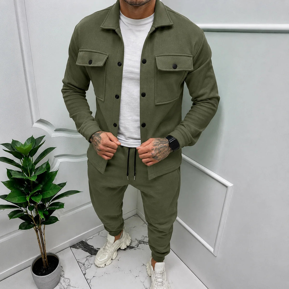Men's Tracksuit Set | Polyester Casual Sporty Two-Piece Co-Ord 2