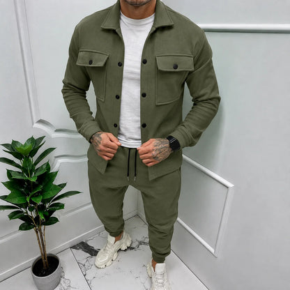 Men's Tracksuit Set | Polyester Casual Sporty Two-Piece Co-Ord 2