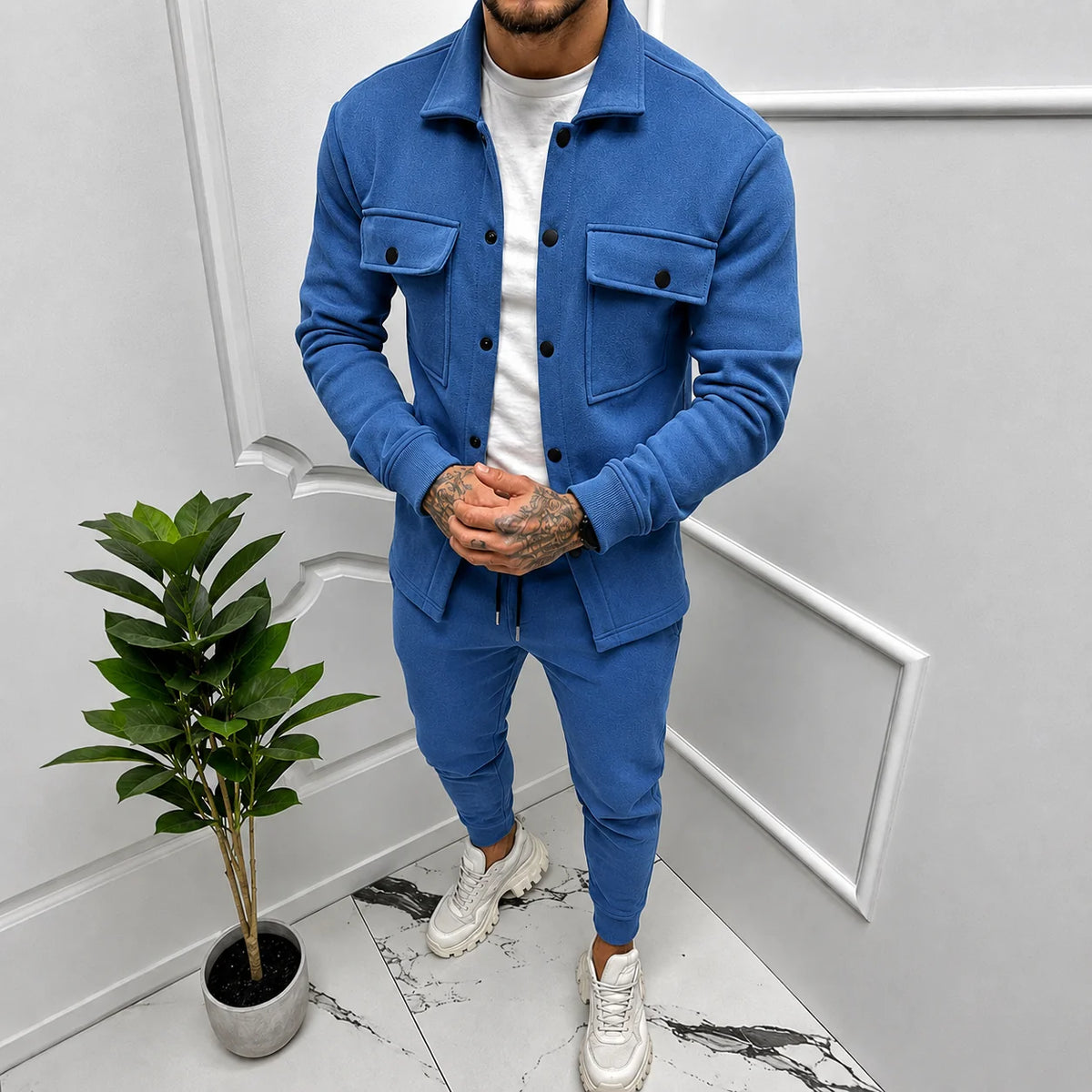 Men's Tracksuit Set | Polyester Casual Sporty Two-Piece Co-Ord 4