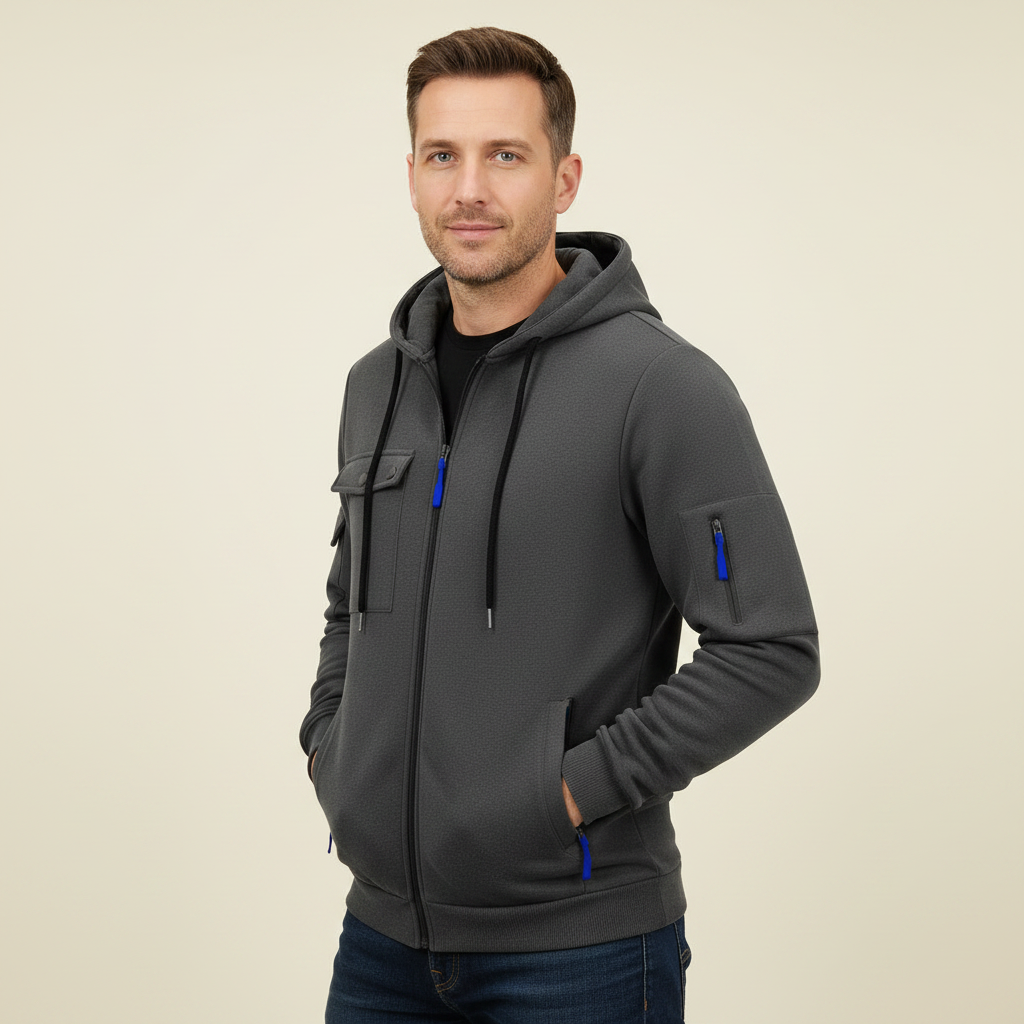 Men's Utility Zip-Up Hoodie | Casual Sweatshirt 0