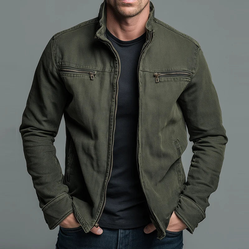Men's Vintage Zip Jacket | Stand-Collar Autumn Layer 0