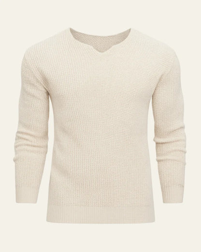 Men's Waffle-Knit V-Neck Sweater | Regular Fit Long Sleeve 0