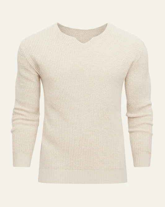 Men's Waffle-Knit V-Neck Sweater | Regular Fit Long Sleeve 0
