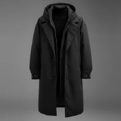 Men's Waterproof Hooded Trench Coat Long Weather-Ready Layer 1