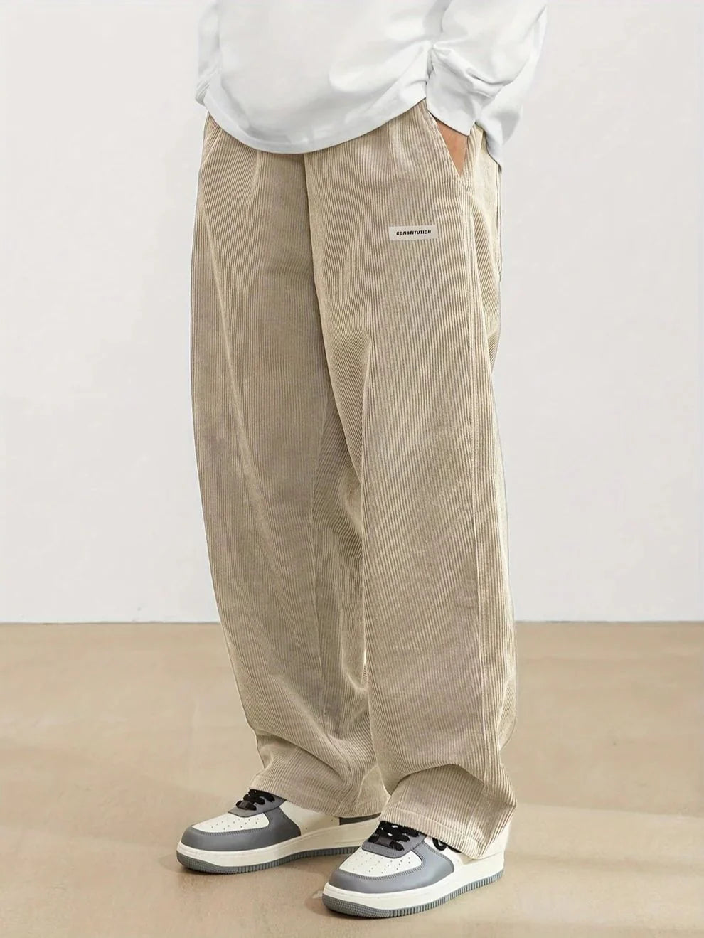 Men's Wide-Leg Corduroy Trousers | Casual Fit Trousers 4