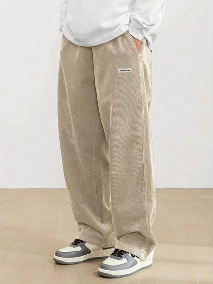 Men's Wide-Leg Corduroy Trousers | Casual Fit Trousers 4