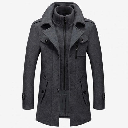 Men's Wool Blend Coat Stand Collar Black 2
